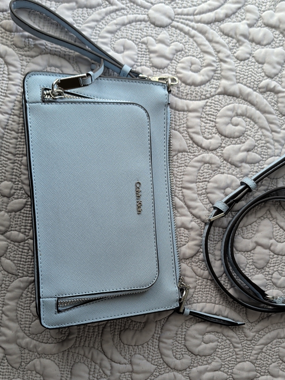 Calvin Klein Pale Blue Crossbody Wristlet
